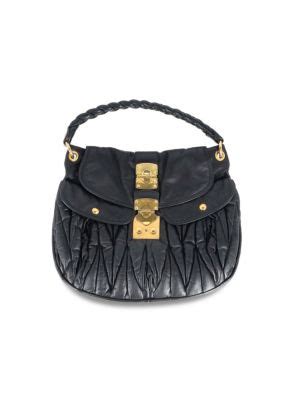 Miu Miu Miu Miu Coffer Hobo Bag In Black Matelasse Nappa 